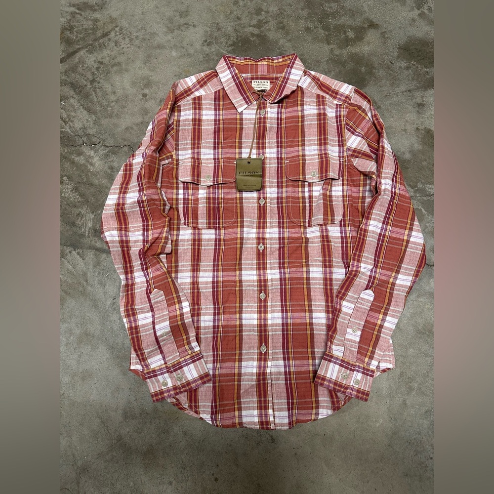 NWT Filson Conway Plaid Shirt Womens Size Small Red White Long Sleeve Button Up